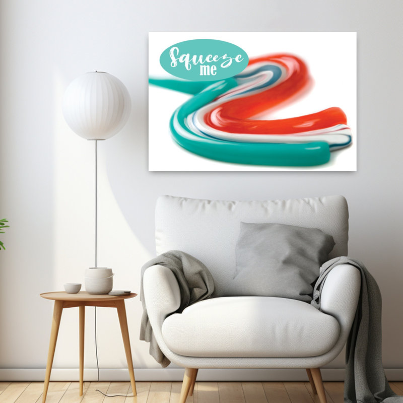 «Squeeze Me», art moderne contemporain coloré, H 24 po x l 36 po