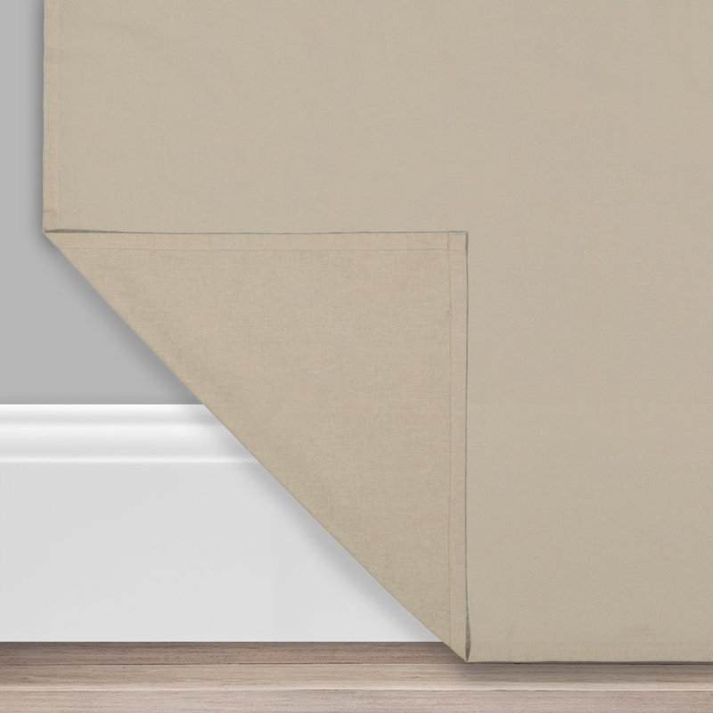 Drop Cloth Curtain Panel, Light Filtering Ring and Tab Top with Attached Valance, 95 in Long x 50 in Wide, Farmhouse Single Window Panel, Bedroom, Living Room and Dining Room, Linen