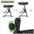 Craft and Drawing Station with Stool Set, Tempered Glass Top Drafting Table with Slide-Out Tabletop