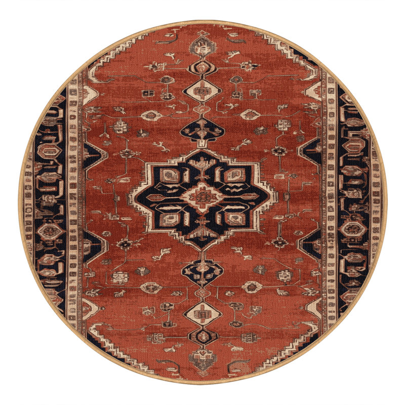 Tapis brun lavable à la machine, Rond 4 pi