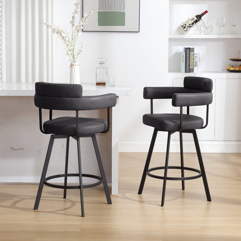 Tabouret de comptoir pivotant 26 po Rozie, Noir