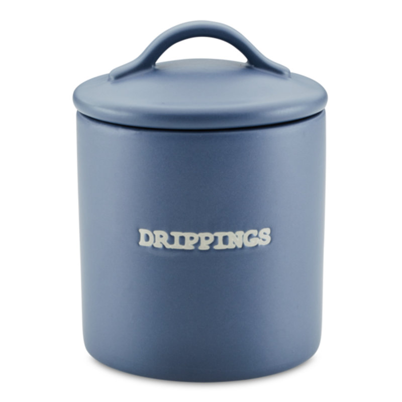 Anchor Blue Ceramic Bacon Grease Jar with Lid, 21-Ounce