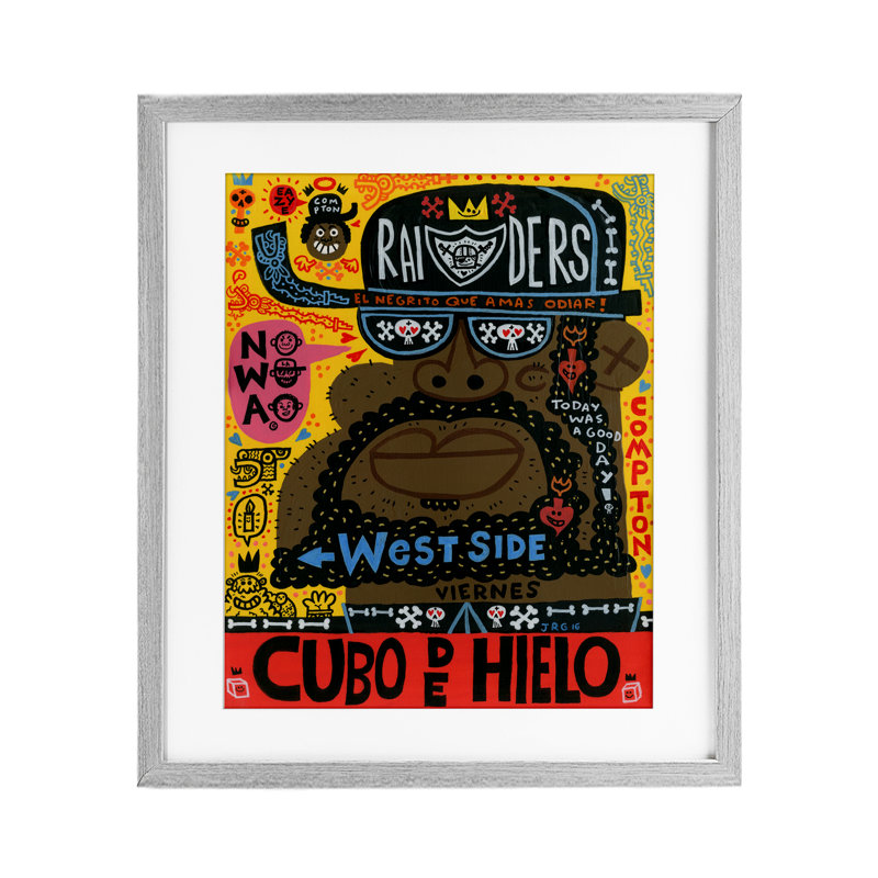 Iconic Hip Hop Collage, reproduction encadrée sous verre, conception de Jorge R. Gutierrez, Cadre de ferme gris