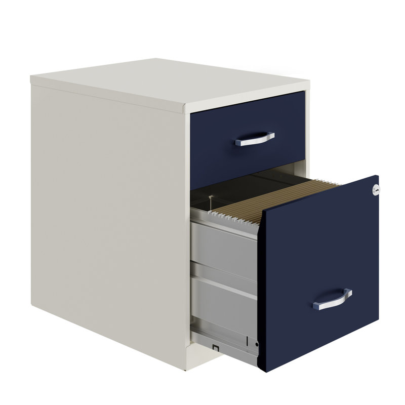 Eslow 14.25'' Wide Steel File Cabinet, Navy/White