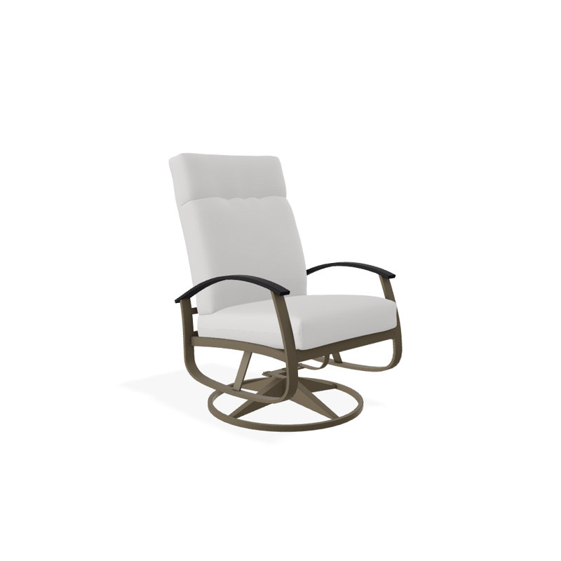 Chaise de patio pivotante avec coussins Askar, Toile Sunbrella® naturel, Noir P70, Bois de plage texturé