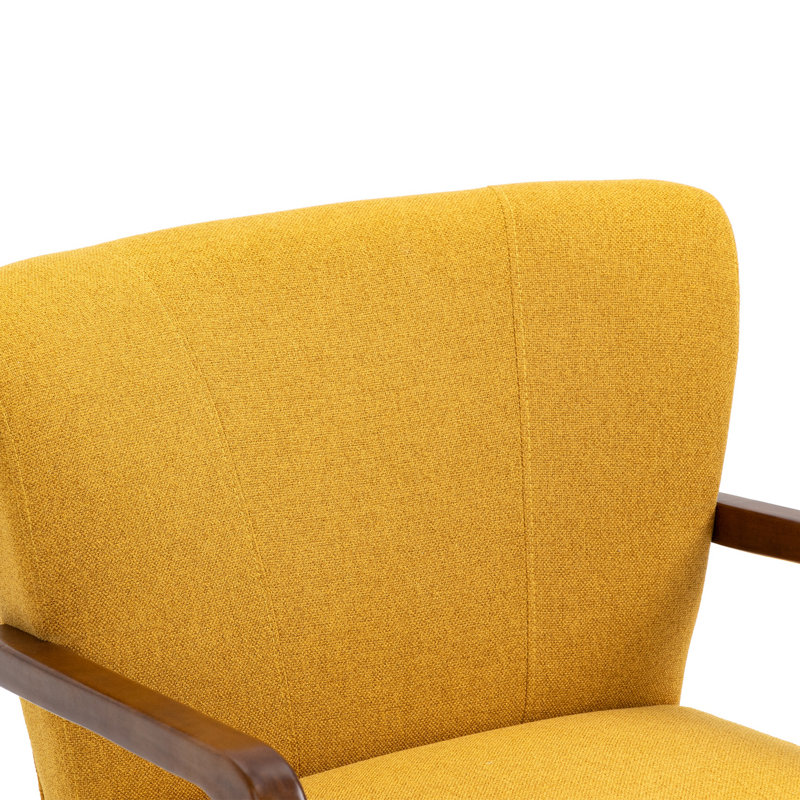 Fauteuil de 26,38 po de large Kardelen, Tissu jaune moutarde