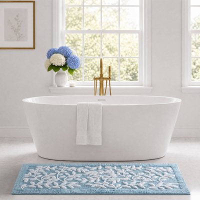 Serene Natural 100% Cotton Tufted Floral 24x60'' Bath Rug
