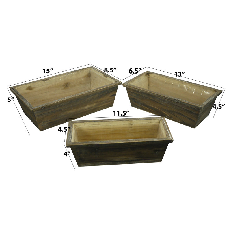 Clive Handmade Wood Planter Box, Brown