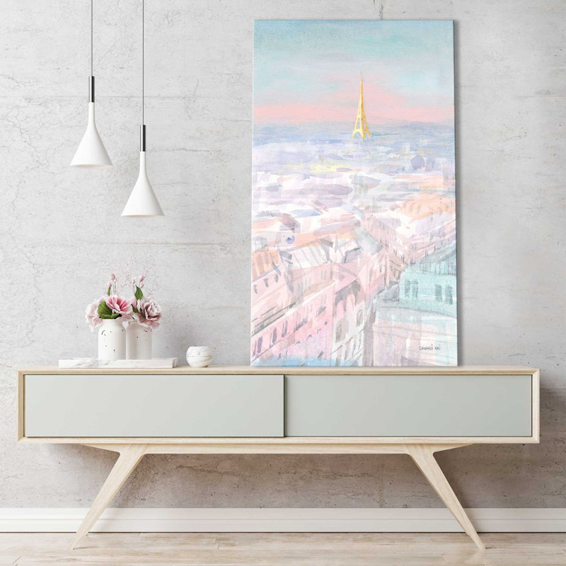 Pastel Paris VI par Danhui Nai - Peinture, Toile tendue, H 48 po x l 28 po x P 1,5 po