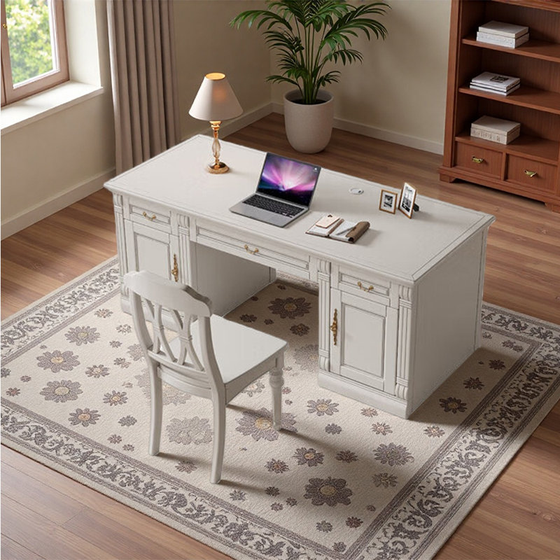 Ensemble de bureau et de chaise American, Brun