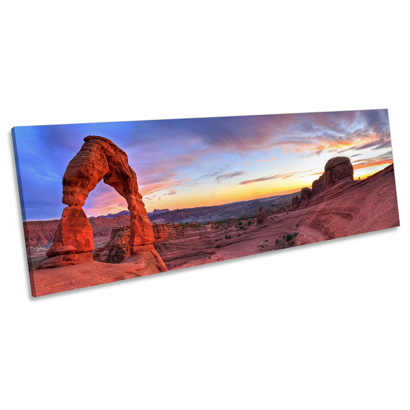 Delicate Arch Utah Sunset - Wrapped Canvas Panoramic Art Prints, 30.48cm H x 91.44cm W 