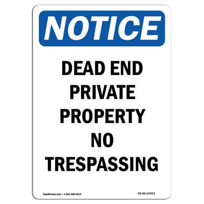Dead End Private Property No Trespassing Sign