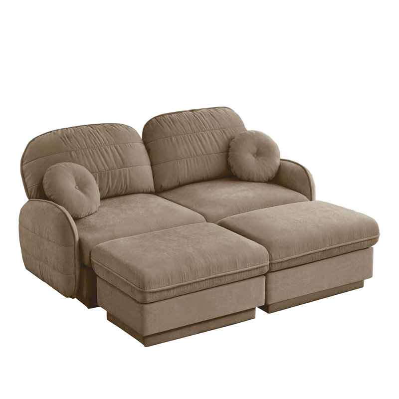 Canapé en forme de U en chenille avec repose-pieds mobile Chenille, Light Coffee Chenille