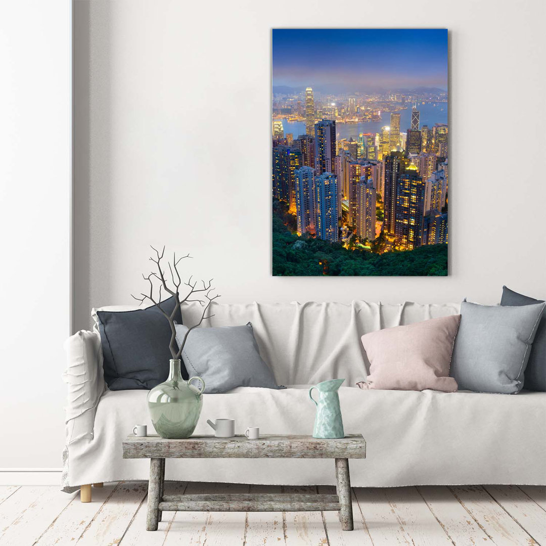 Hong Kong By Night - Wrapped Canvas Print