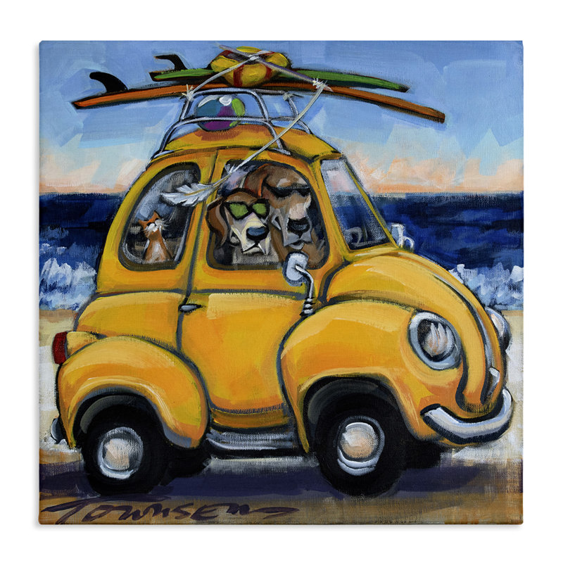 Art mural sur toile Groovy Pet Beach Buggy par CR Townsend, H 24 po x l 24 po