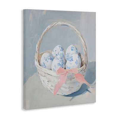 Blue Floral Egg Basket Canvas, design by Arlington Prints