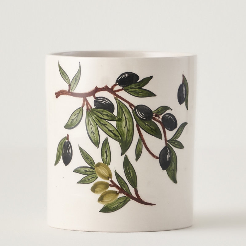 Porte-ustensiles olive en céramique