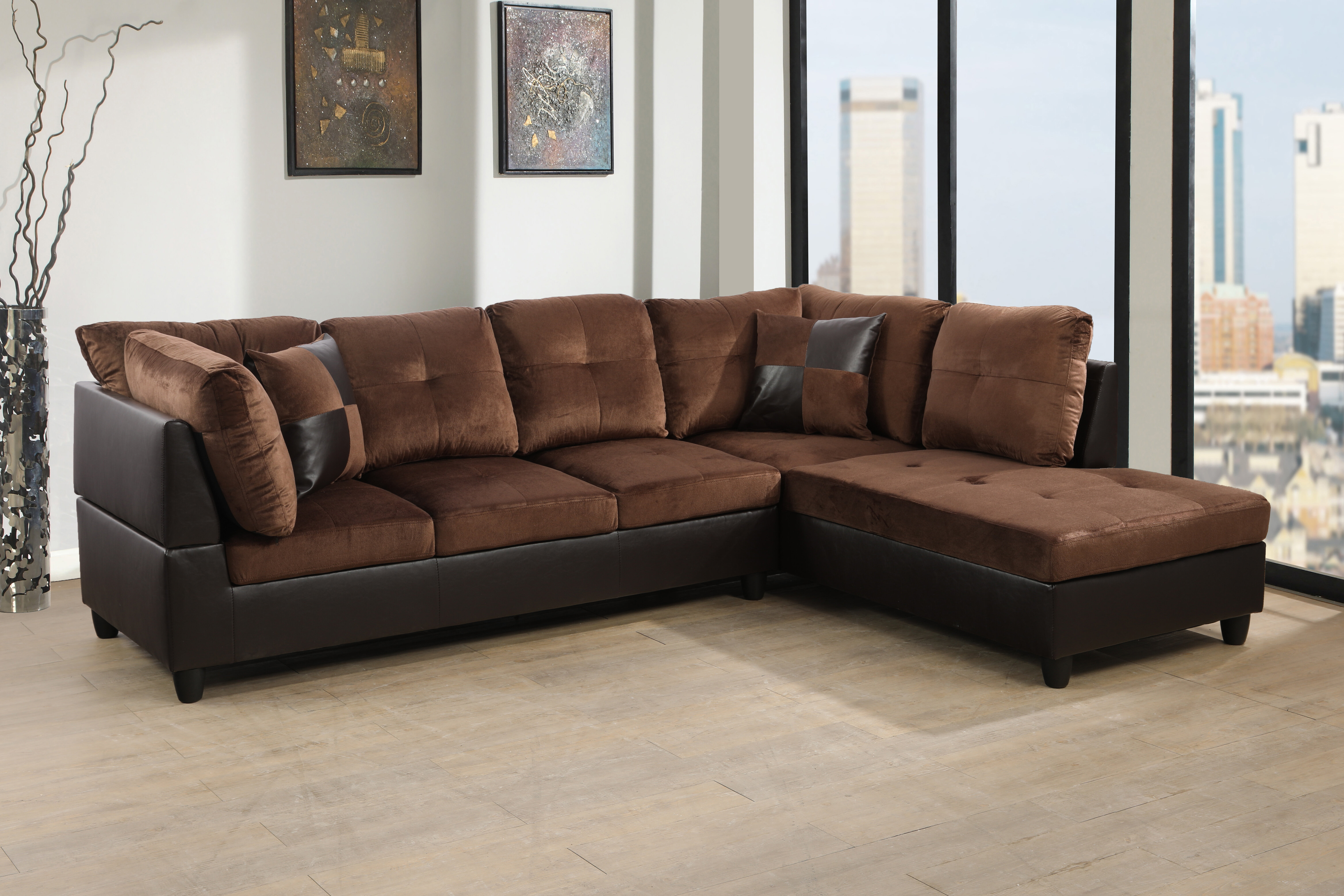 Dark brown store sectional with chaise