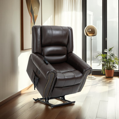 Faux Leather Power Lift Recliner Chair - Massage, H,350LB Capacity, 180° Recline, USB Portseat & Dual Motor