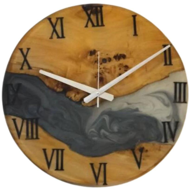 Horloge murale en bois, H 6 po x l 6 po x P 2 po