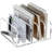 Acrylic Desk File Organizer Holder, 5 Upright Clear Desktop Mails Sorter Document Magazine Storage Organization Letter Folder Racks