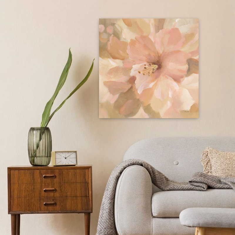Fleur tropicale douce Boho II avec art brun rosé, H 24 po x l 24 po