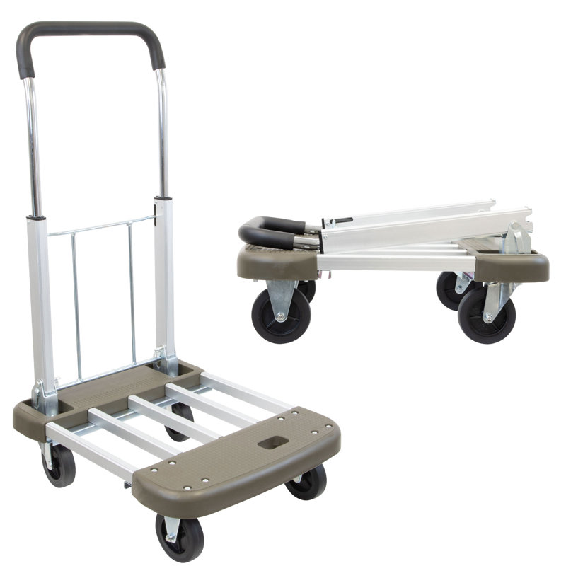 Mount-It! Foldable Push Cart, Weight Capacity 330 Lbs., Platform Cart with Folding Handle