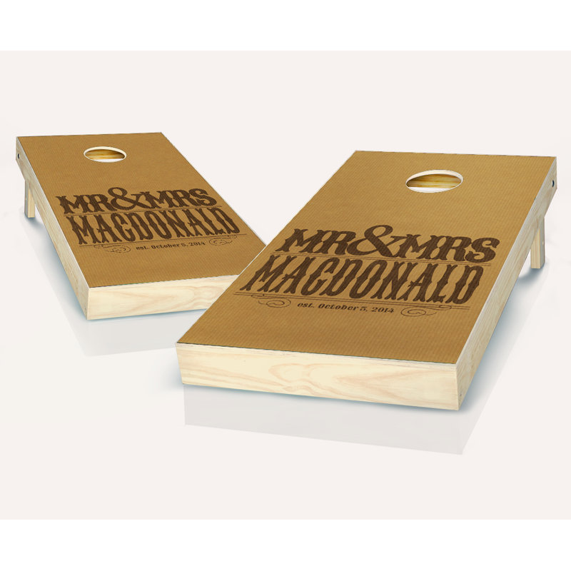 Ensemble de jeu de cornhole en bois massif 2 'x 4' avec sacs
