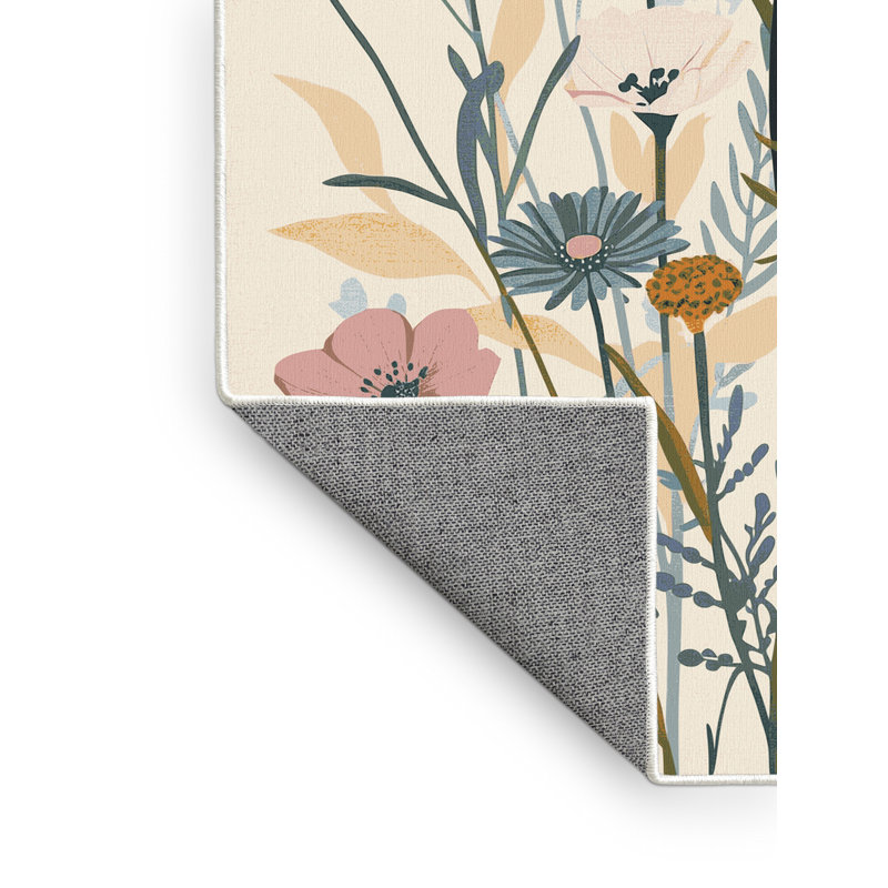 Machine Washable Andrus Easter Modern & Contemporary Abstract Rug in Beige – White Binding, 3x5