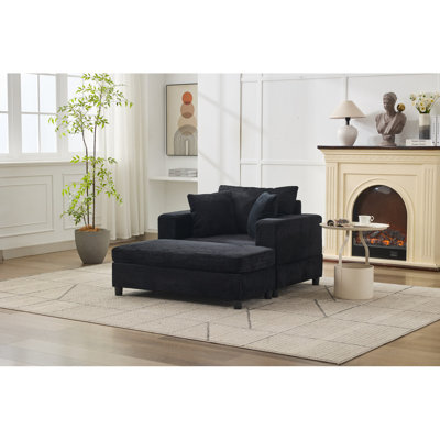 Méridienne avec canapé-lit d'appoint amovible, canapé-lit rembourré avec coussins, fauteuil rembourré à assise profonde moderne pour le salon, la chambre à coucher