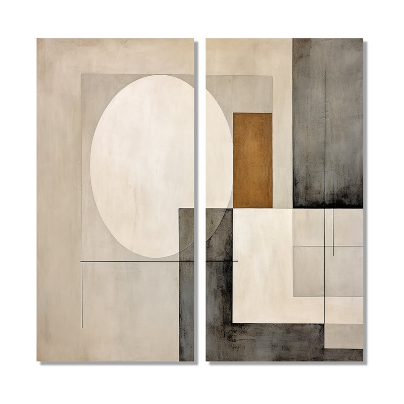 Convergence harmonique beige et suprématisme - impressions abstraites sur toile, 32" H x 32" W, Wrapped Canvas