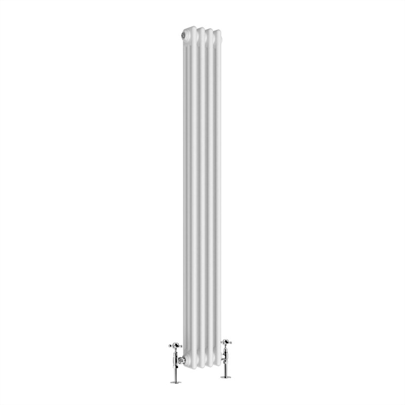 Valery Vertical Traditional 3 Column Cast Iron Style Designer Radiator, White, 180cm H x 20cm W