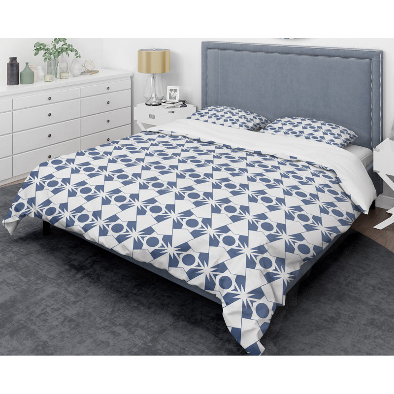 Ensemble de housse de couette abstraite à la fois mid-century avec géométrie rétro