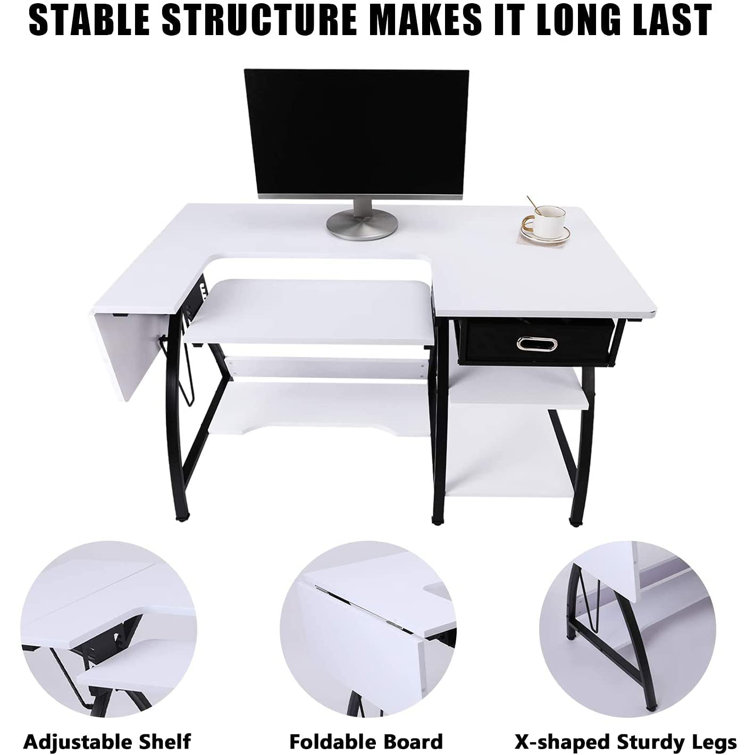 45.5'' x 23.5'' Foldable Craft Table with Sewing Machine Platform