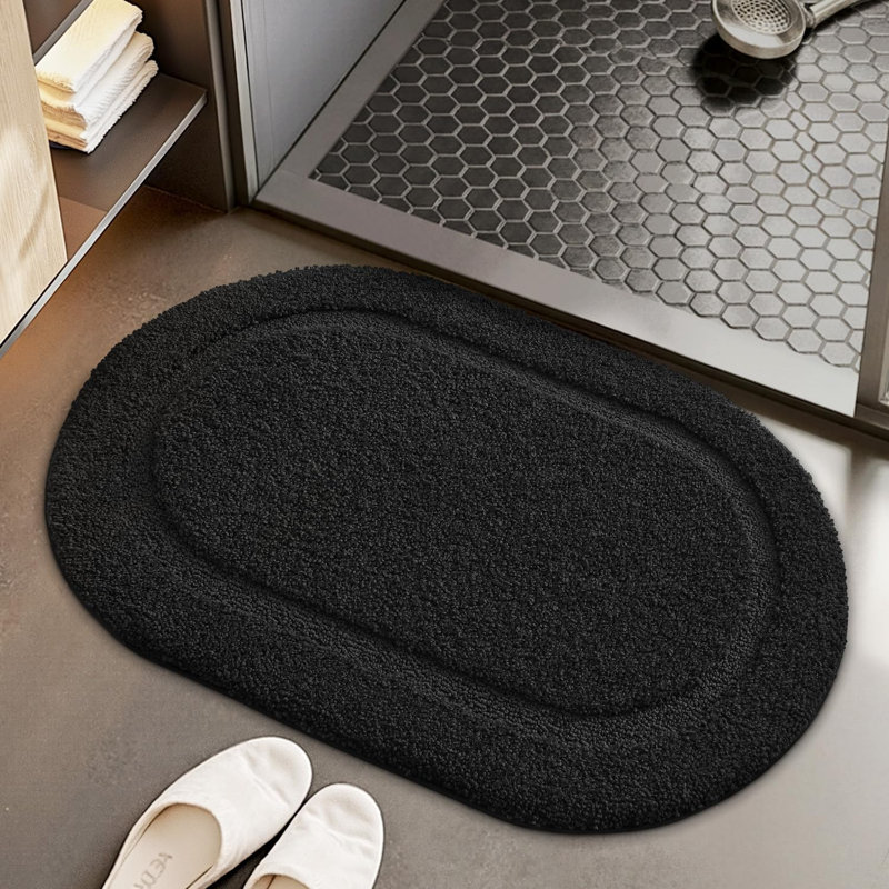 Non-Slip Bath Rug, 60cm W x 110cm L, Black