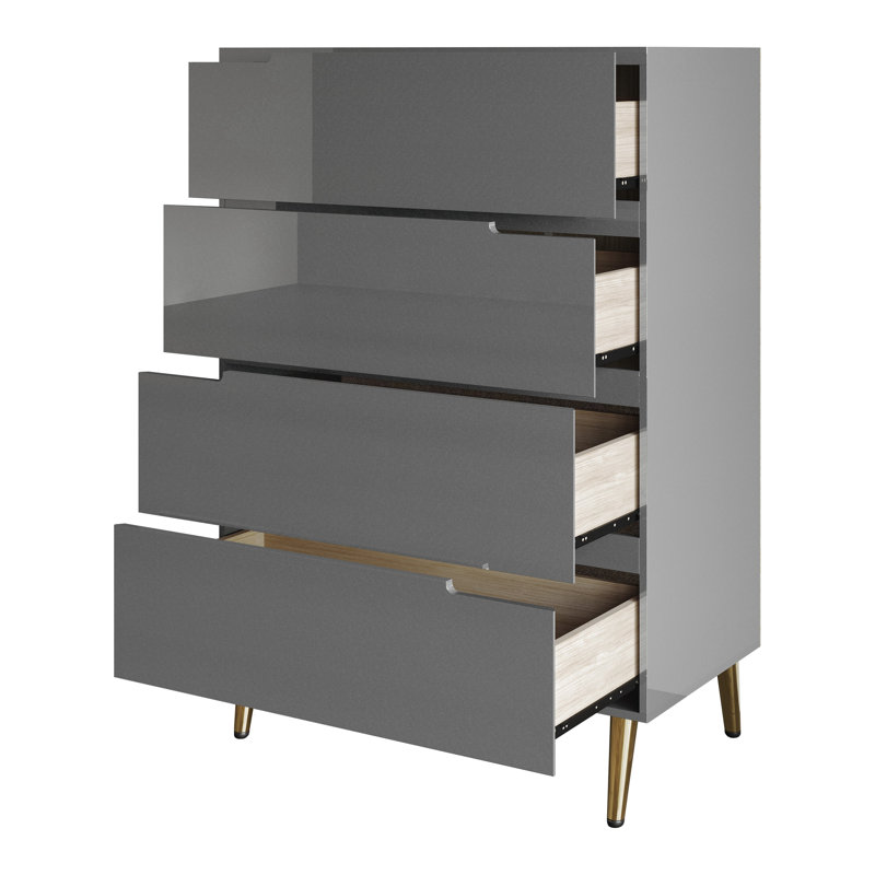 Commode 4 tiroirs en gris, Gris