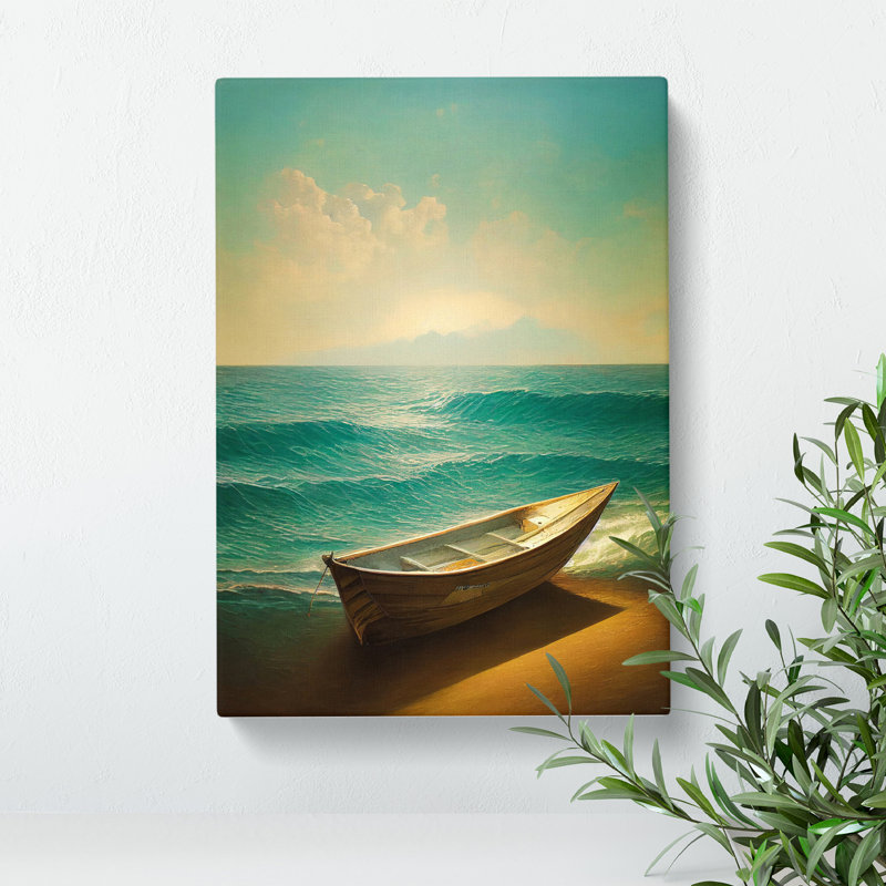 Boat on the Beach - Wall Art, Wrapped Canvas, 76cm H x 50cm W x 3cm D, No Matte
