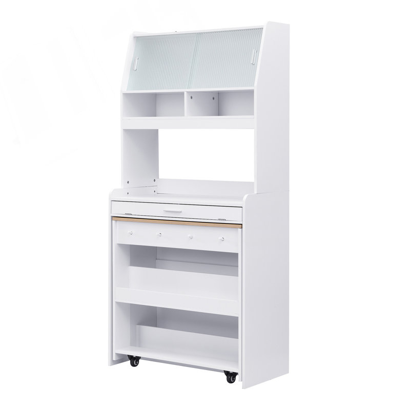 Une table de salle à manger pliable avec une armoire supérieure et un buffet multifonctionnel, Jaune