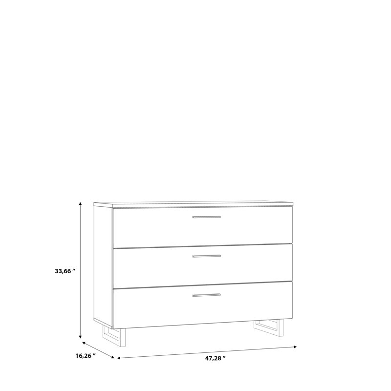 47.28'' W 3 - Drawer Dresser, Black/Brown