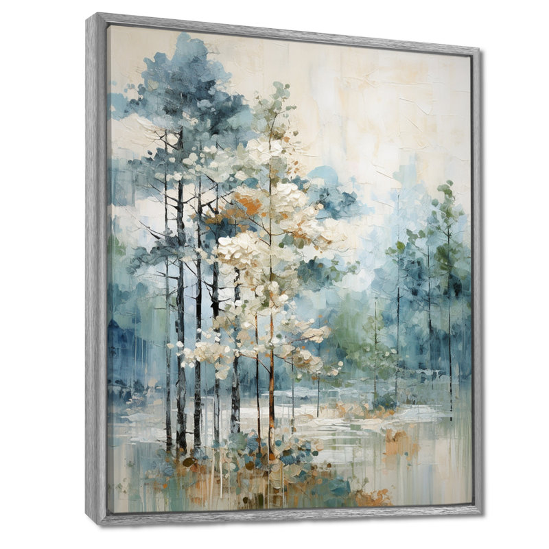 Pin, forêt enchantée II - Pin, art mural, H 44 po x l 34 po, Reproduction avec cadre flottant, Argent argent