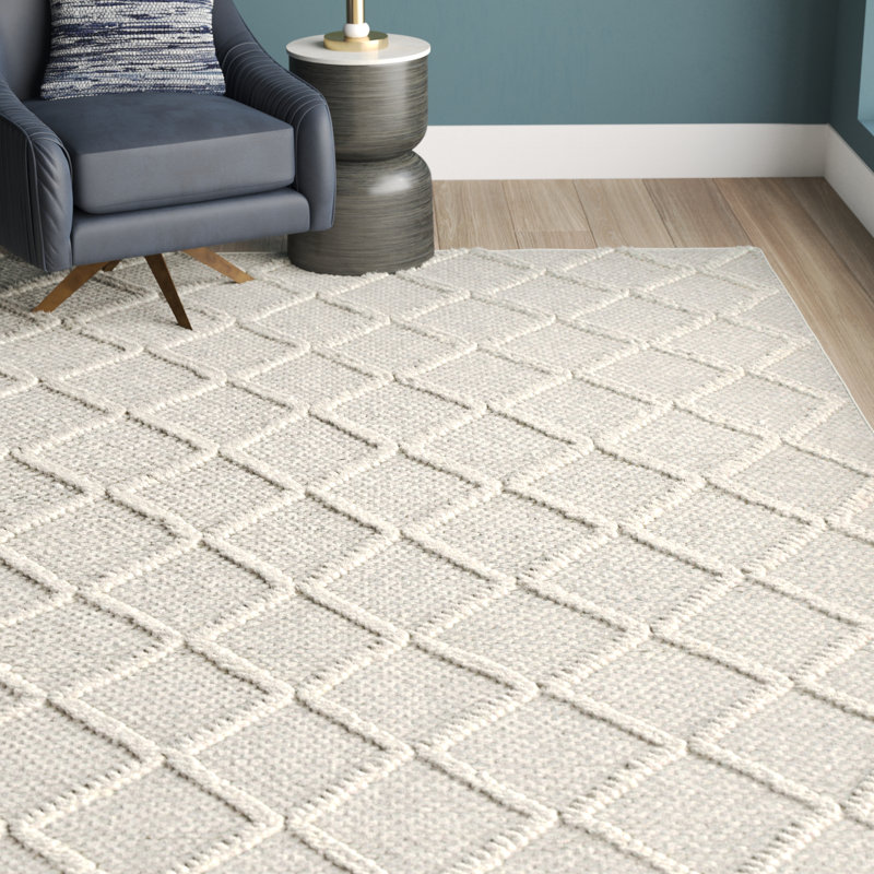 Mott Street Geometric Handmade Tufted Area Rug, Rectangle 5' x 7', Gray