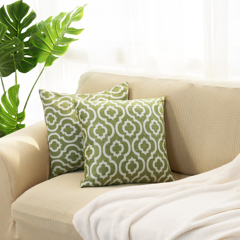 Ensemble de 2 coussins en jacquard treillis, Vert