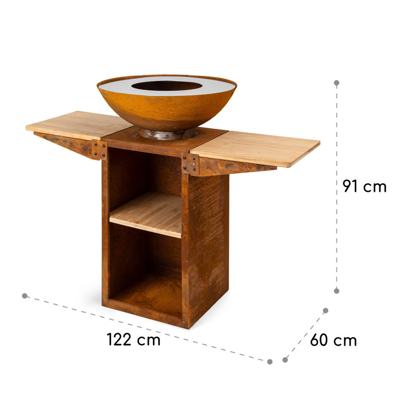 Rectangle Steel Smokeless Fire Pit, Brown