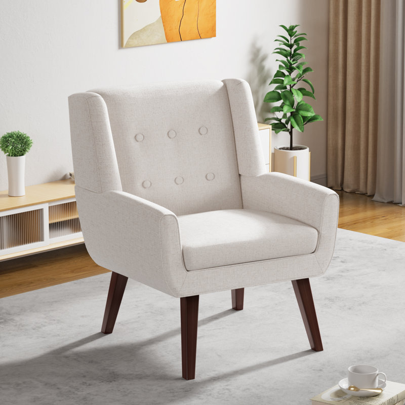 Halcott 29'' Wide  Tufted Armchair, Beige Linen Blend