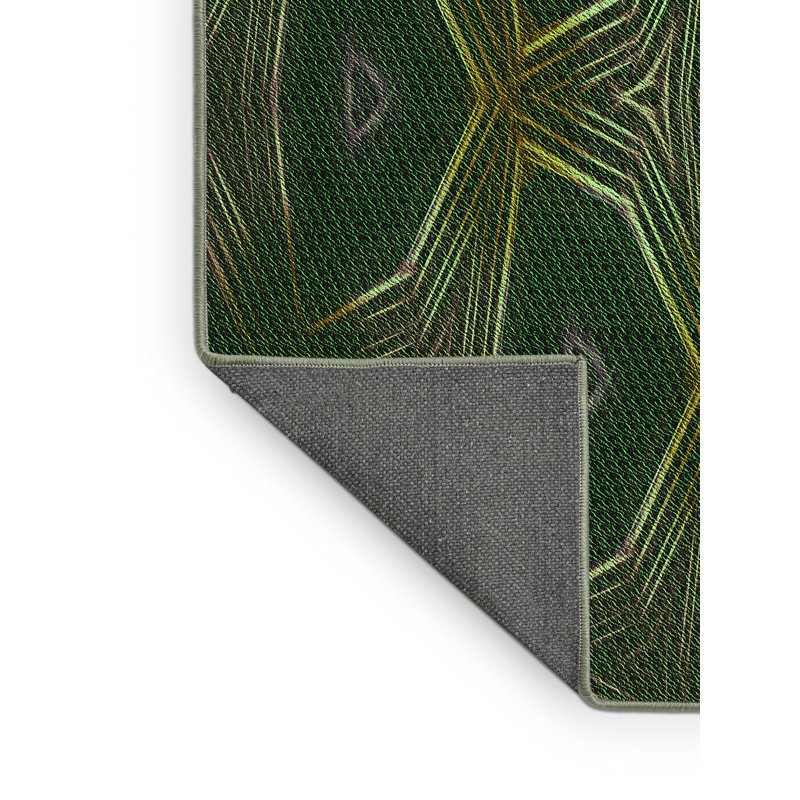 Tapis en laine vert / gris clair, Rectangle 7 pi x 10 pi