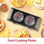 Black 2000W Countertop Double Burner Electric Coil Hot Plate with 5-Temperature Settings and Portable Side Handles-119273598