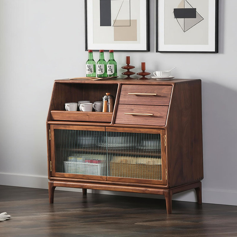 Commode d'appoint simple et rétro en bois massif, H 36,22 po x l 43,31 po x P 16,53 po