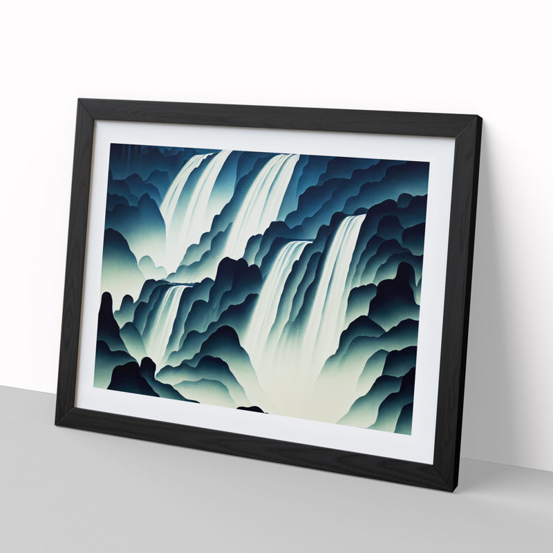 Gorgeous Waterfall - Single Picture Frame Print, 46cm H x 64cm W x 2cm D, Black Framed