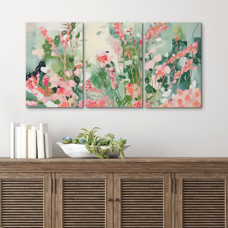 «Vibrant Wildflower Vibrant Meadow Blooms», affiche murale encadrée en bois, Toile tendue, H 36 po x l 72 po