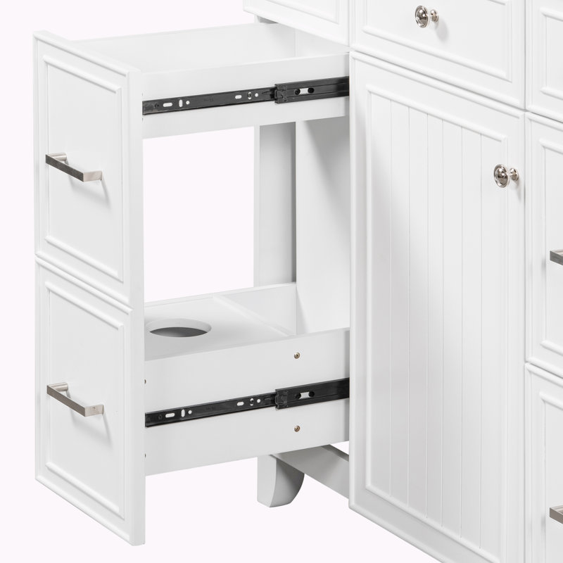 Ensemble de meuble-lavabo simple 36 po avec plateau en céramique Oche, Blanc